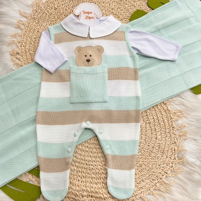 Saída de Maternidade Theodoro - Verde Água e Bege